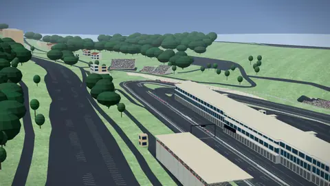 Start-Ziel-Gerade und Tribünen der Strecke Circuit de Spa-Francorchamps in unserer 3D-Umgebung, ohne Fahrzeuge
