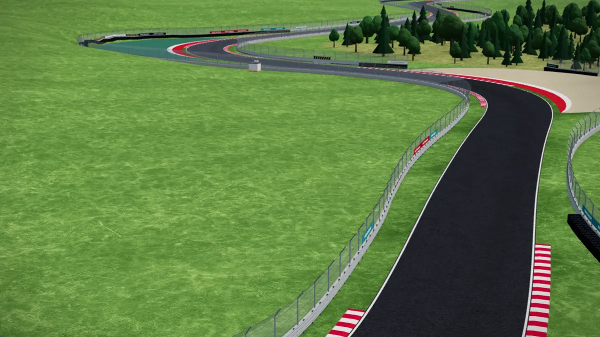 Die Strecke Hungaroring in unserer 3D-Umgebung, ohne Fahrzeuge
