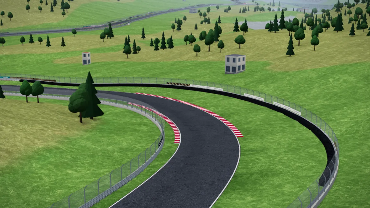 Die Strecke Circuit de Spa-Francorchamps in unserer 3D-Umgebung, ohne Fahrzeuge