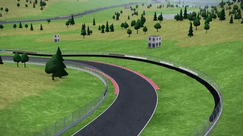 Die Strecke Circuit de Spa-Francorchamps in unserer 3D-Umgebung, ohne Fahrzeuge