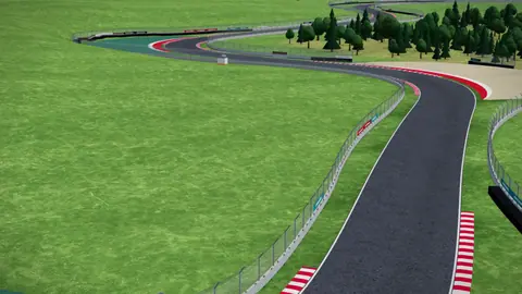 Die Strecke Hungaroring in unserer 3D-Umgebung, ohne Fahrzeuge