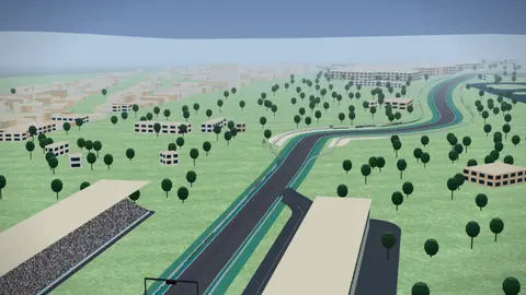 Recta principal y tribunas del Albert Park Grand Prix Circuit en nuestro entorno 3D, sin coches